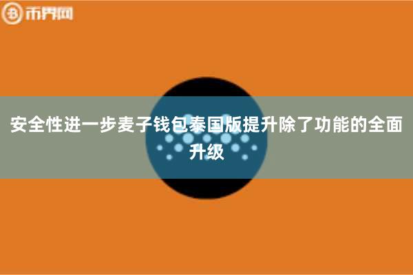 安全性进一步麦子钱包泰国版提升除了功能的全面升级